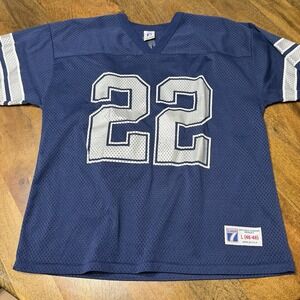 VINTAGE Dallas Cowboys Jersey Mens Large Blue Football Logo 7 Emmitt Smith #22